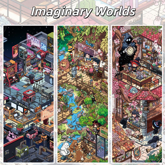 Imaginary Worlds 3D Sticker | 3 Cute Miniature Scenes