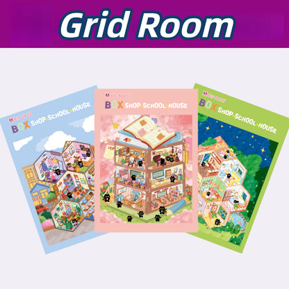 Grid Room 3D Sticker | 3 Cute Miniature Scenes