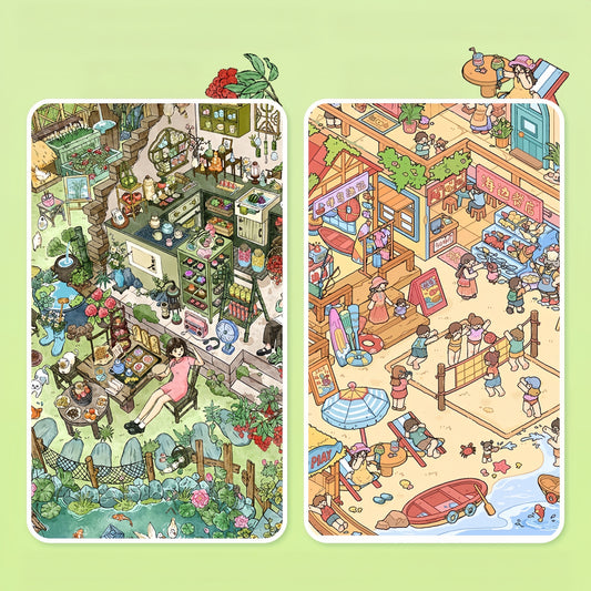Island Breezes 3D Sticker | 2 Cute Miniature Scenes
