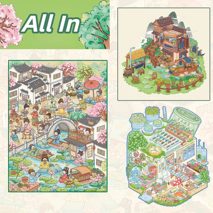 Whimsical Life 3D Sticker | 3 Cute Miniature Scenes