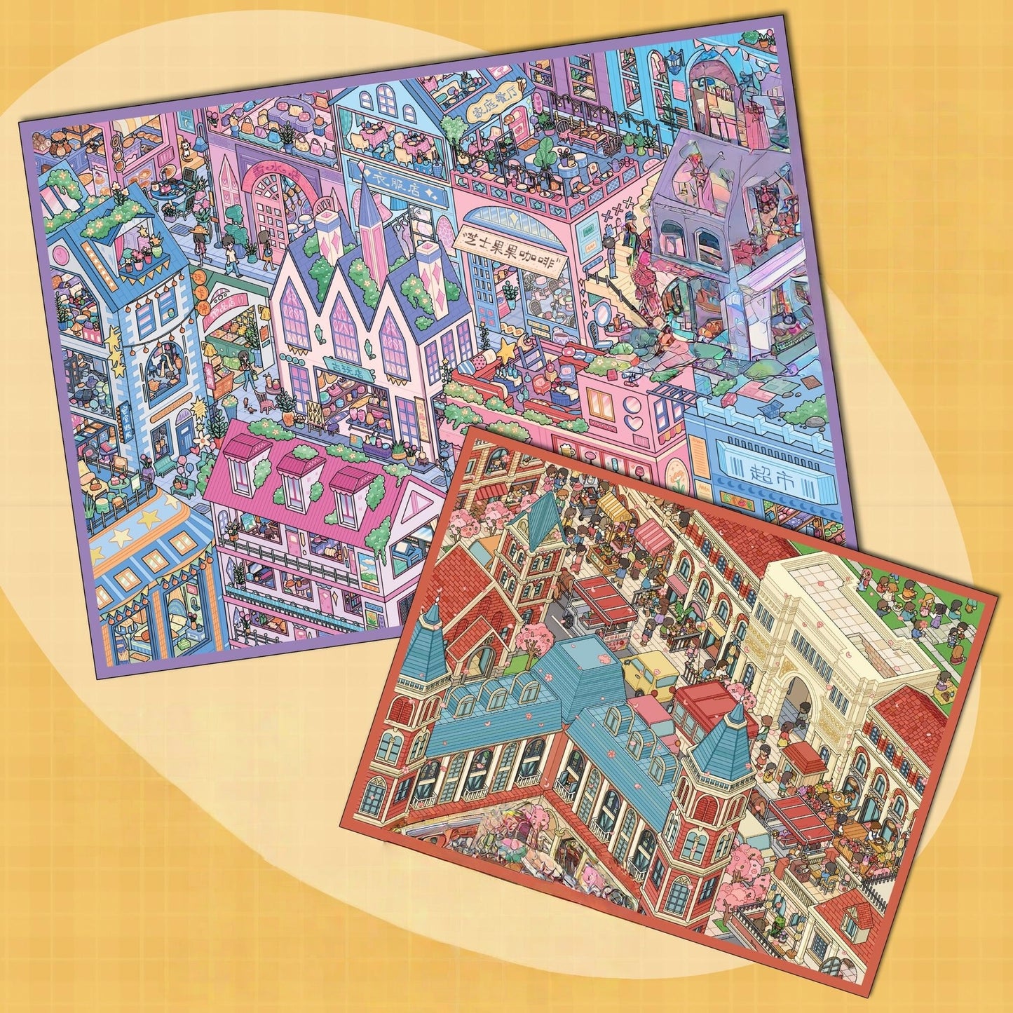 Where Petals Meet the Stars 3D Sticker | 2 Cute Miniature Scenes