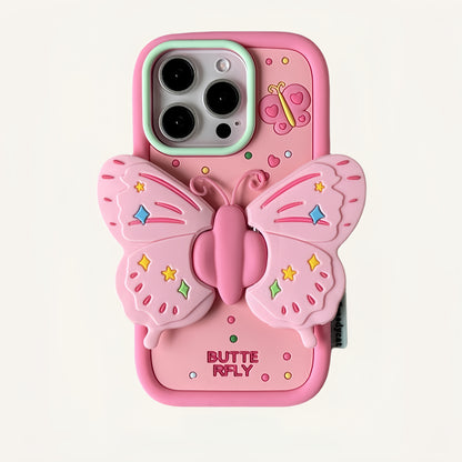 3D Butterfly Stand Silicone Phone Case
