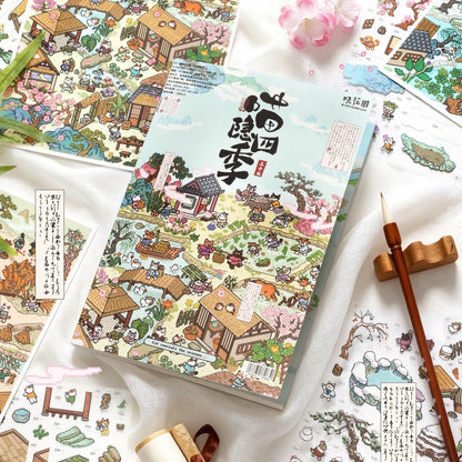Cat's Four Seasons 3D Sticker | 4 Cute Miniature Scenes