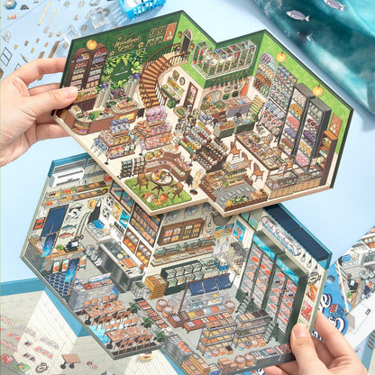 Shelf Display 3D Sticker | 2 Cute Miniature Scenes