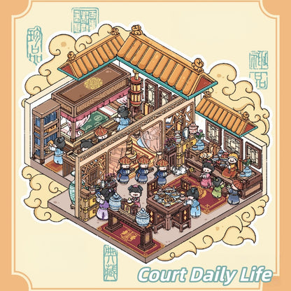 Court Life 3D Sticker | 4 Cute Miniature Scenes