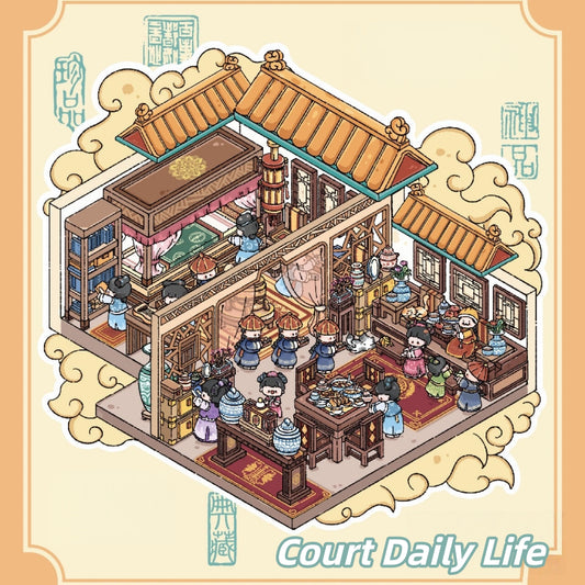 Court Life 3D Sticker | 4 Cute Miniature Scenes