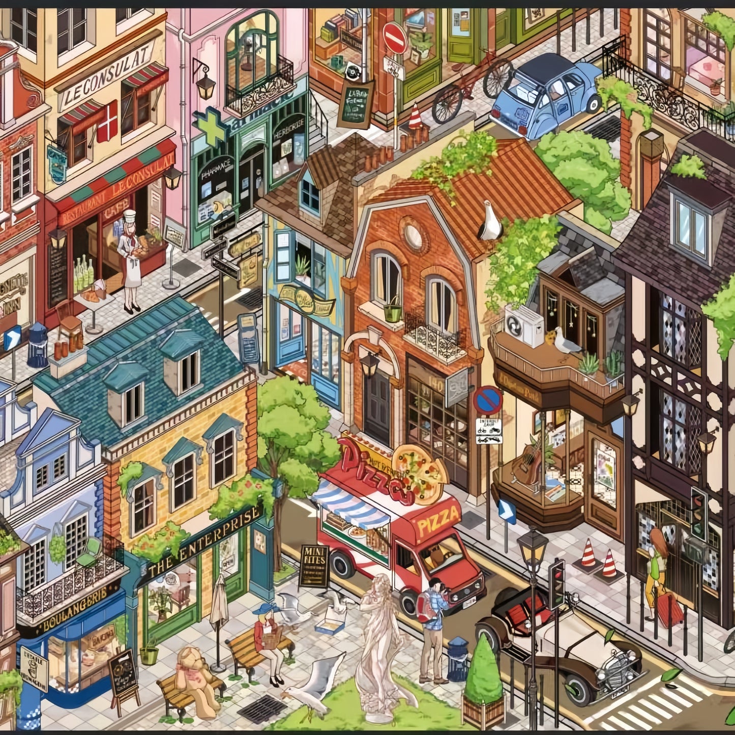 Vintage Town 3D Sticker
