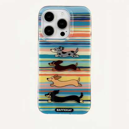 Striped Dachshund Acrylic Phone Case