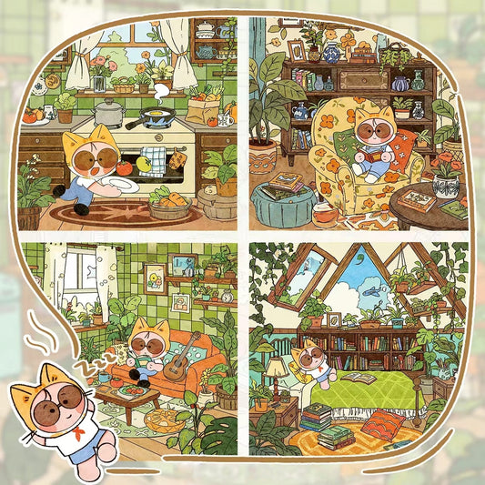 Meow Fun Time 3D Sticker | 4 Cute Miniature Scenes
