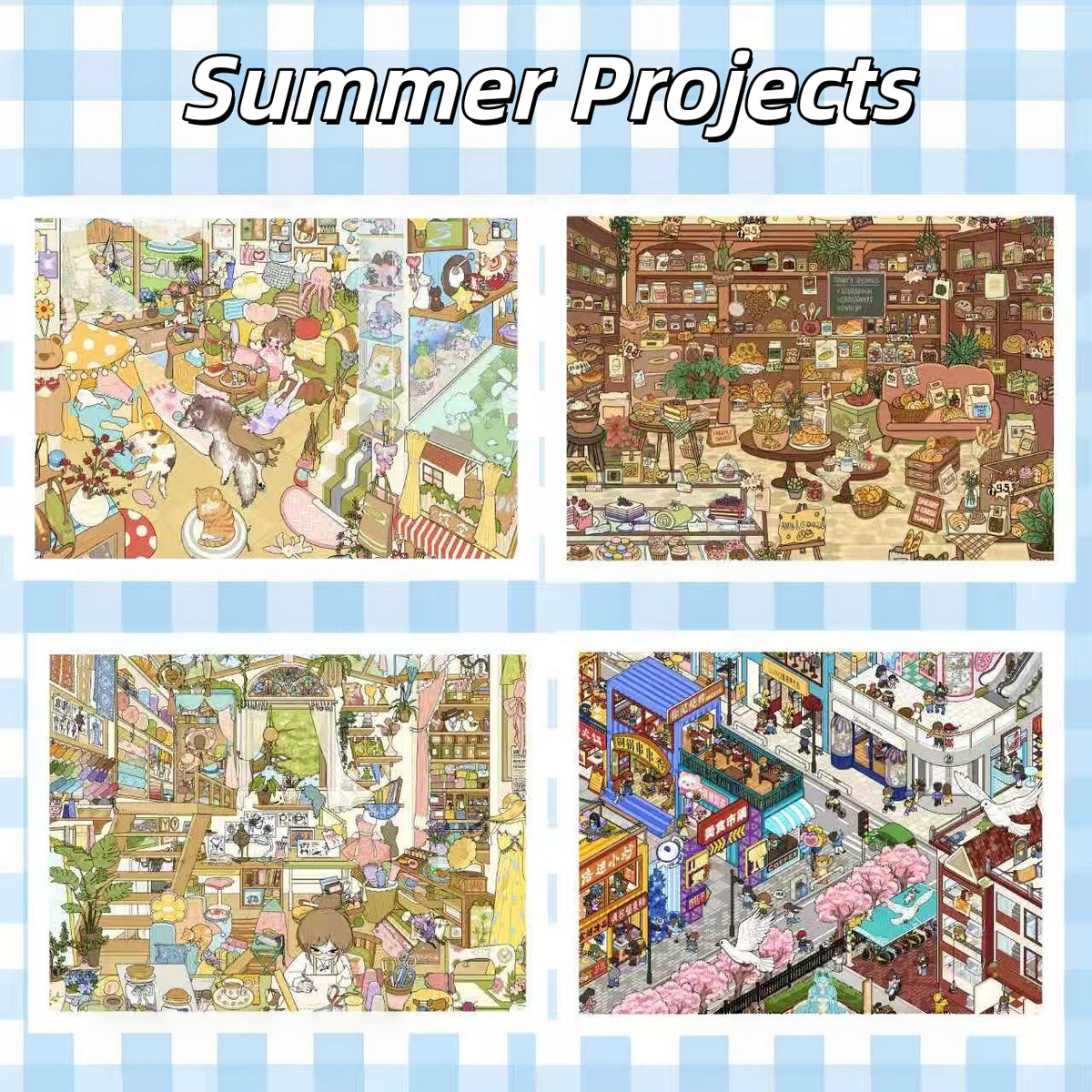 Summer Projects 3D Sticker | 4 Cute Miniature Scenes