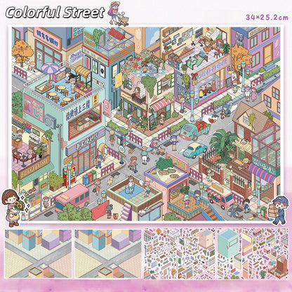 Streetscape 3D Sticker | 2 Cute Miniature Scenes