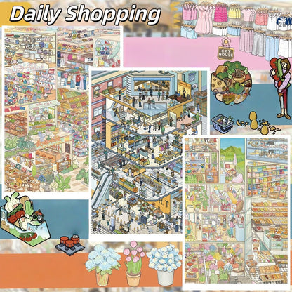 Daily Shopping 3D Sticker | 3 Cute Miniature Scenes