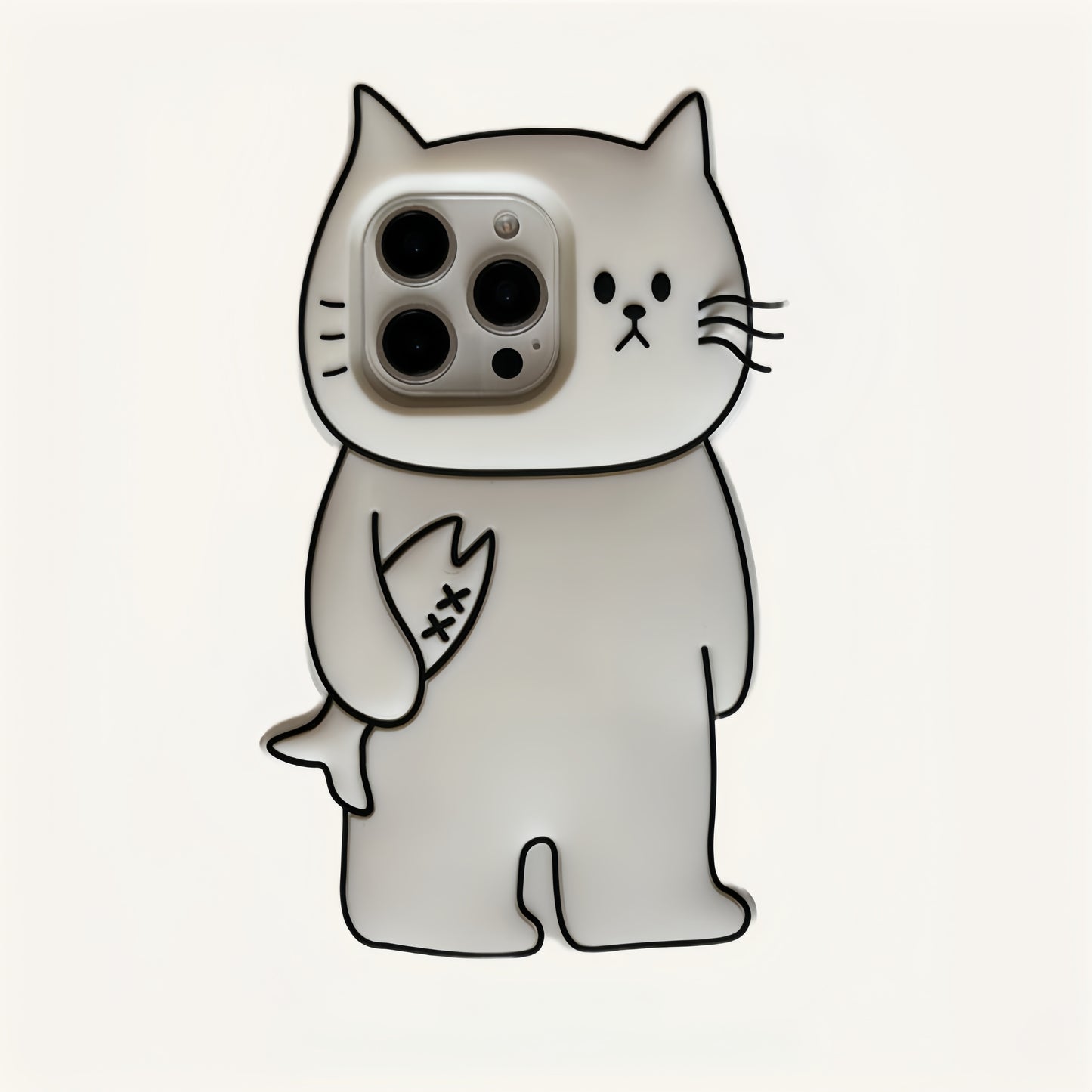 Line Cat Holding Dried Fish Silicone Phone Case