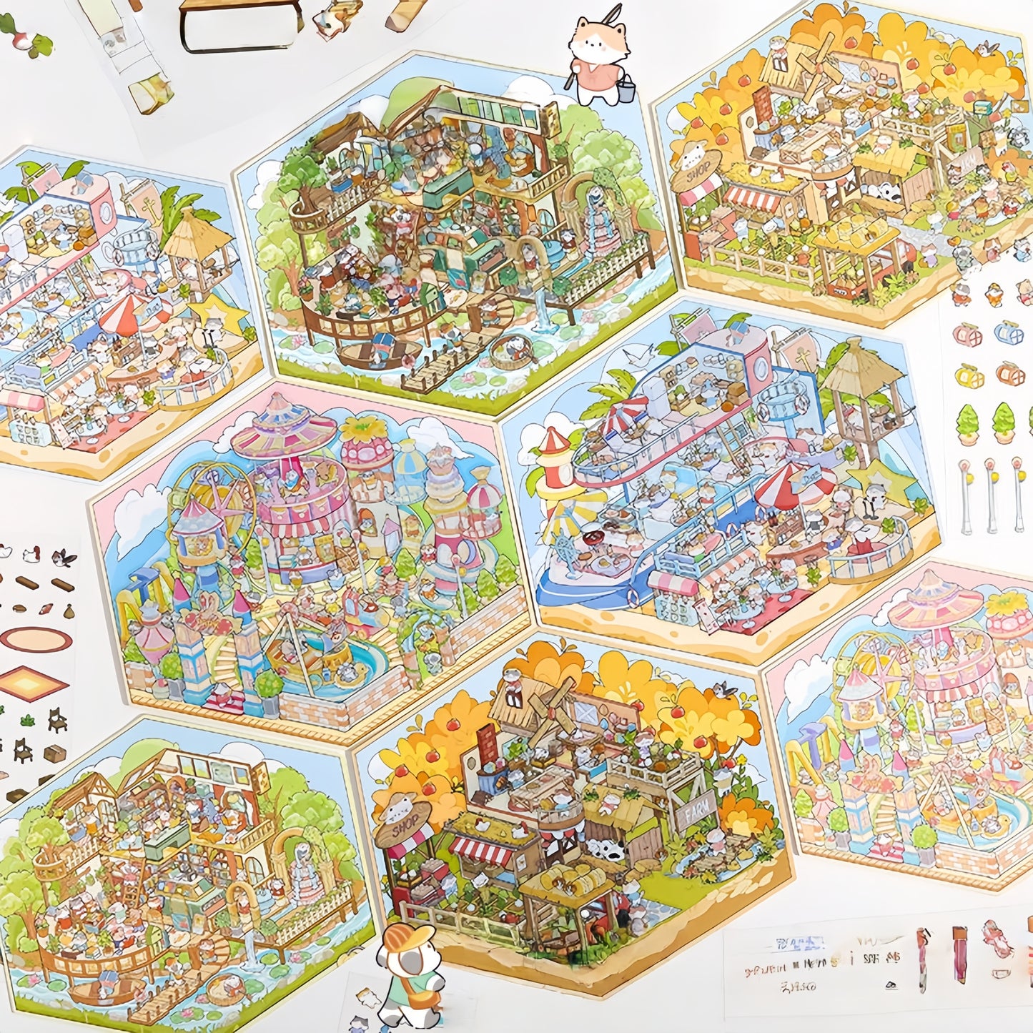 Postcards from Paradise 3D Sticker | 4 Cute Miniature Scenes