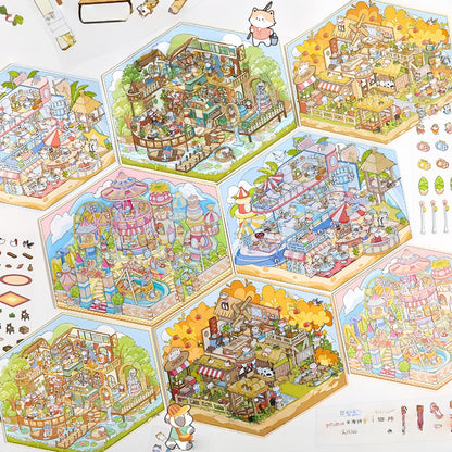 Postcards from Paradise 3D Sticker | 4 Cute Miniature Scenes