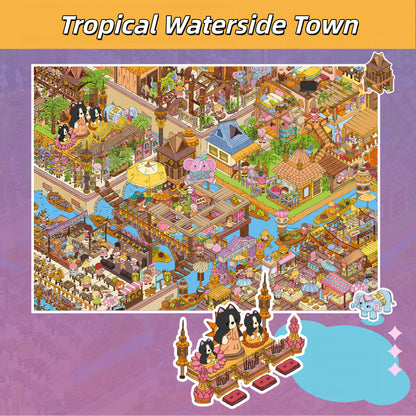 Tropical Waterside Town 3D Sticker