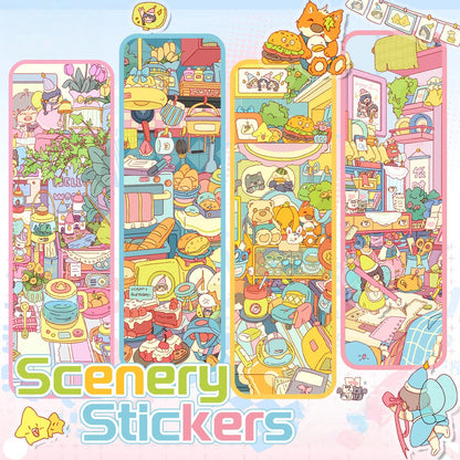 Desktop Tiny Worlds 3D Sticker | 4 Cute Miniature Scenes