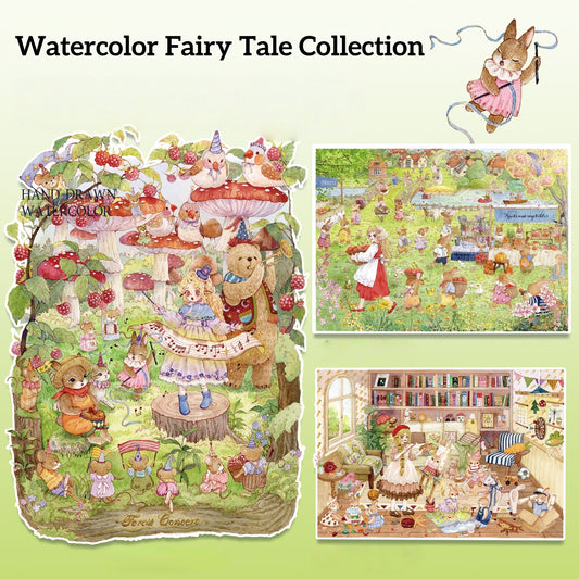 Watercolor Fairy Tale 3D Sticker | 3 Cute Miniature Scenes