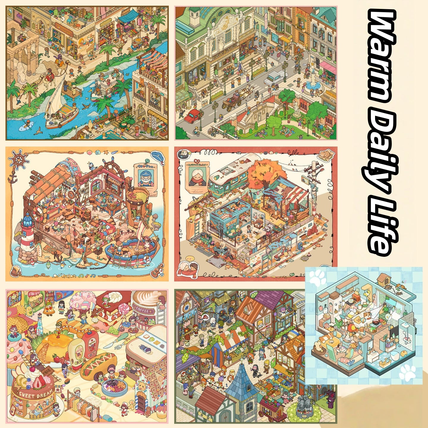 Warm Daily Life 3D Sticker | 7 Cute Miniature Scenes