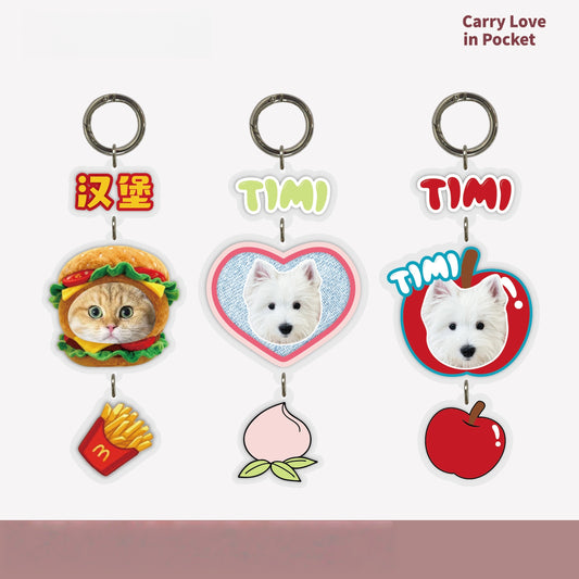 Custom Pet Photo Acrylic Bag Charm Keychain