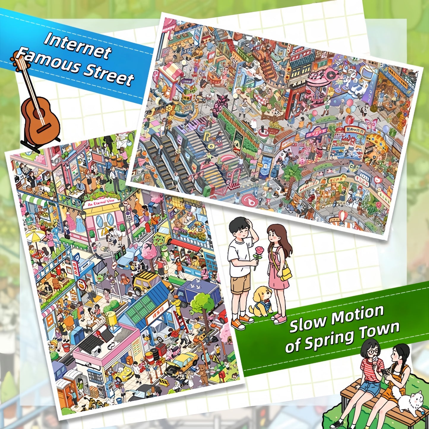 City Moments 3D Sticker | 2 Cute Miniature Scenes
