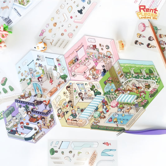 Dream Home 3D Sticker | 5 Cute Miniature Scenes