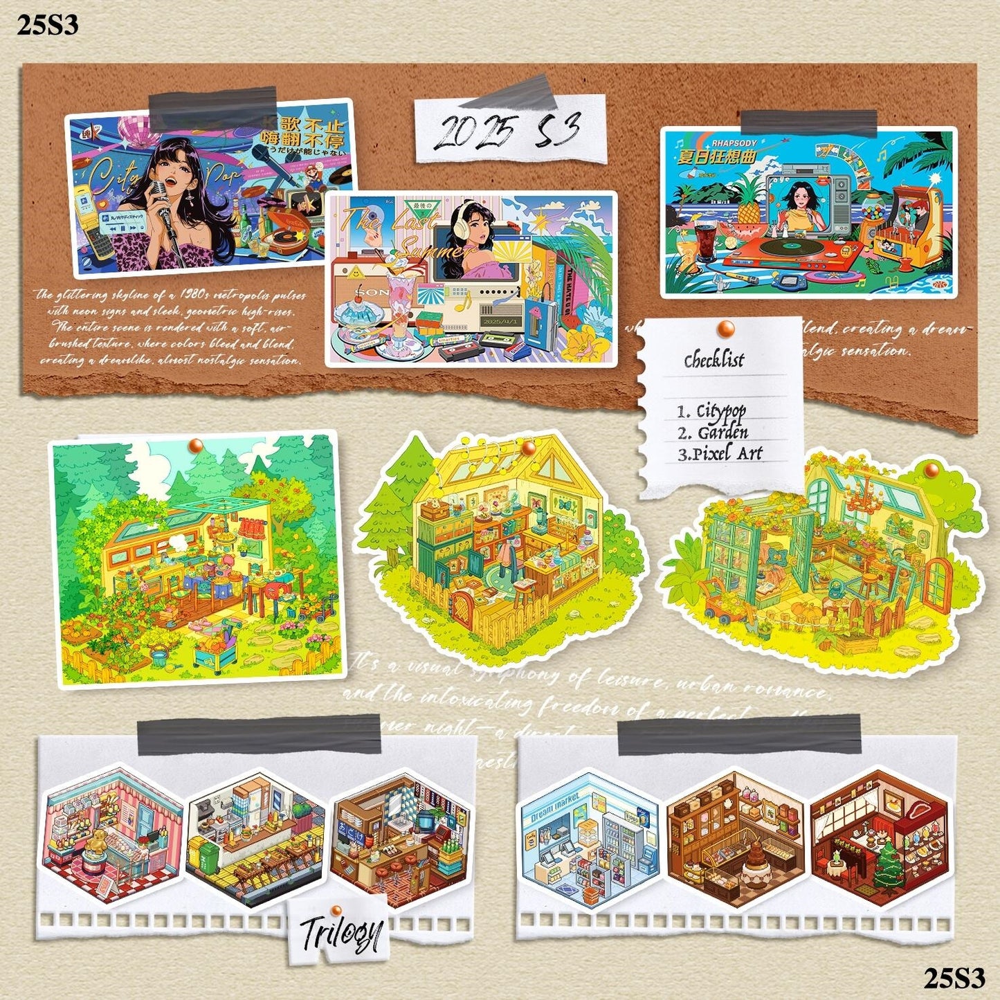 Cute Little Houses 3D Sticker | 12 Cute Miniature Scenes