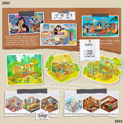 Cute Little Houses 3D Sticker | 12 Cute Miniature Scenes