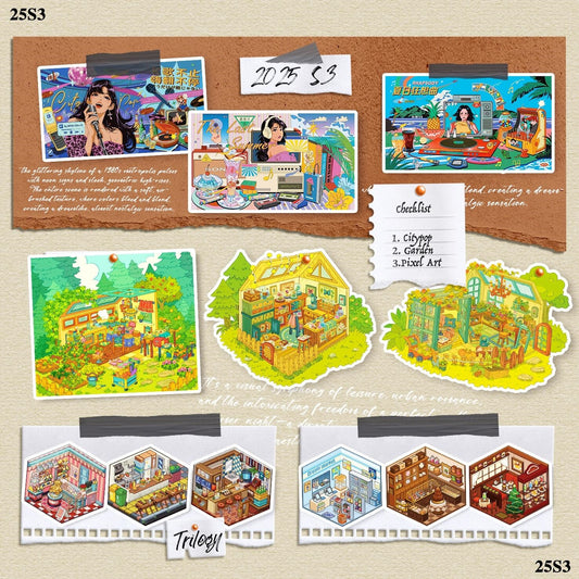 Cute Little Houses 3D Sticker | 12 Cute Miniature Scenes