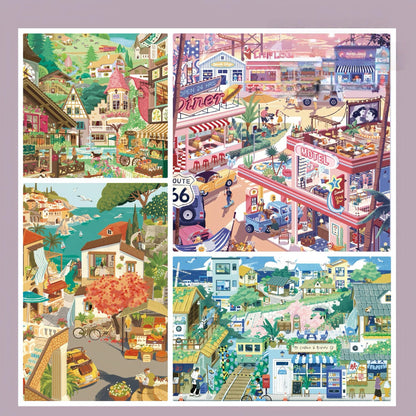 Globe Trotter 3D Sticker | 4 Cute Miniature Scenes