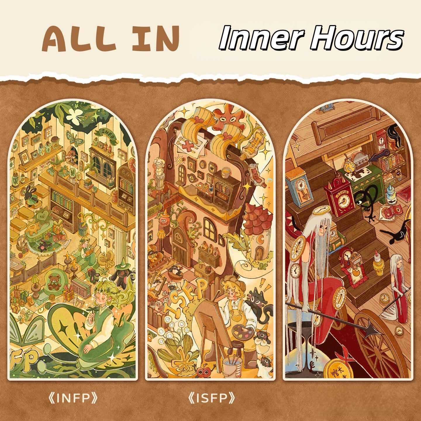 Inner Hours 3D Sticker | 3 Cute Miniature Scenes