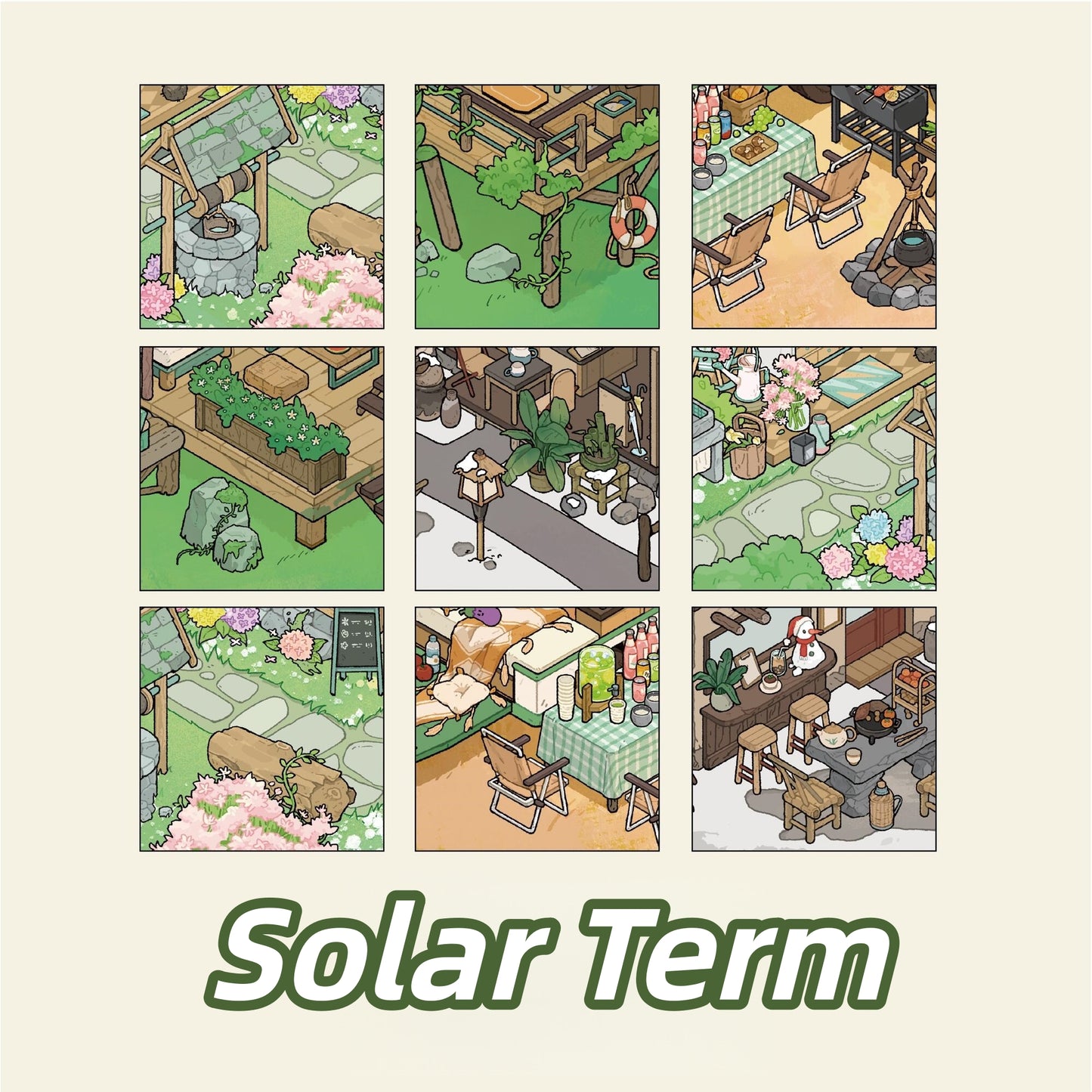 Solar Term 3D Sticker | 4 Cute Miniature Scenes