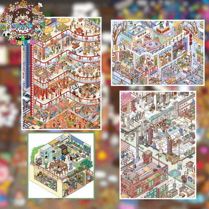 Daily Chapters 3D Sticker | 4 Cute Miniature Scenes