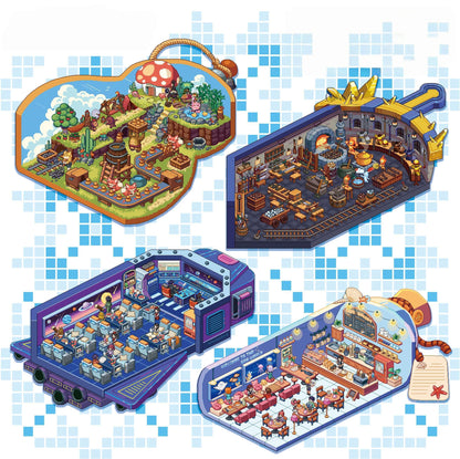 Pixel Surreal Journey 3D Sticker | 4 Cute Miniature Scenes