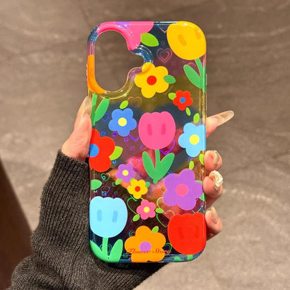 Laser Heart Colorful Tulip Acrylic Phone Case