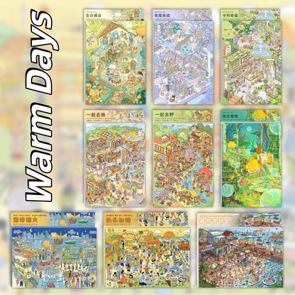 Warm Days 3D Sticker | 9 Cute Miniature Scenes