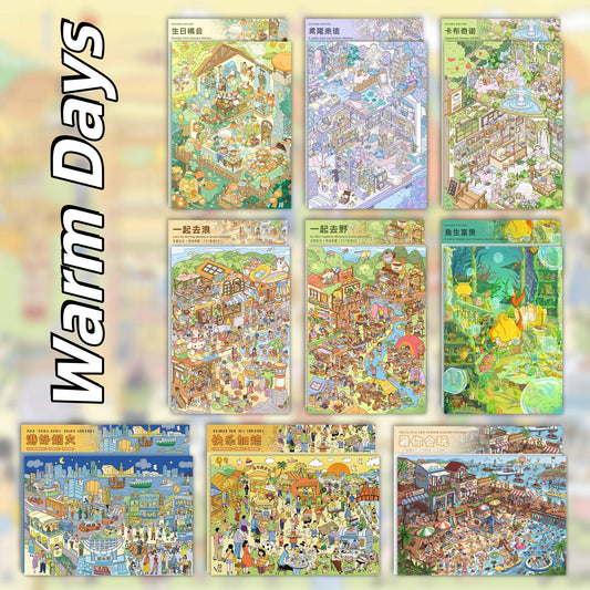 Warm Days 3D Sticker | 9 Cute Miniature Scenes