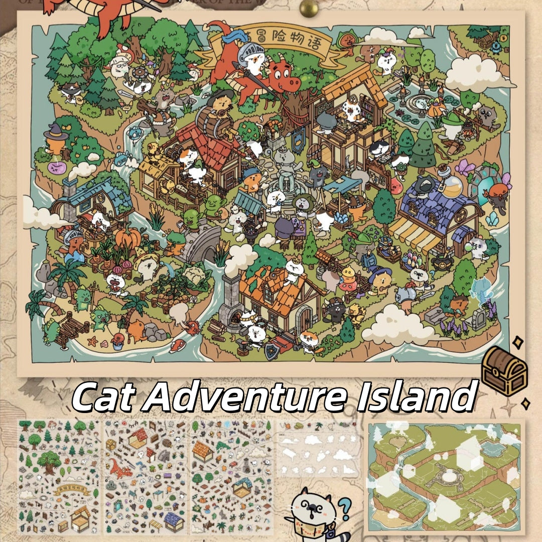 Meow Island Diary 3D Sticker | 2 Cute Miniature Scenes
