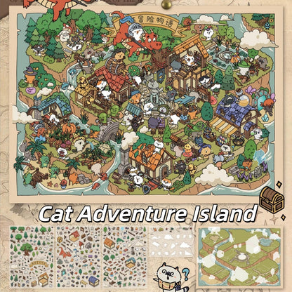 Meow Island Diary 3D Sticker | 2 Cute Miniature Scenes