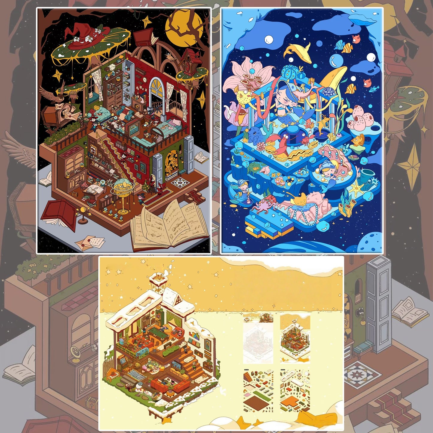 Magical Realm 3D Sticker | 3 Cute Miniature Scenes