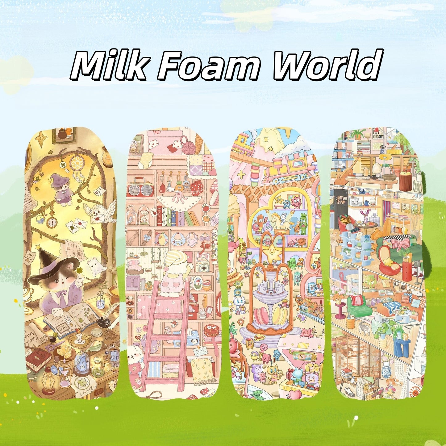 Milk Foam World 3D Sticker | 4 Cute Miniature Scenes