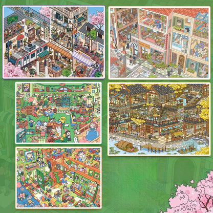 Small Town Stories 3D Sticker | 5 Cute Miniature Scenes