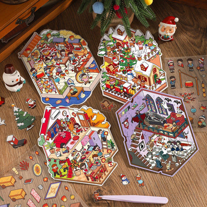Celebrate the Festival 3D Sticker | 4 Cute Miniature Scenes