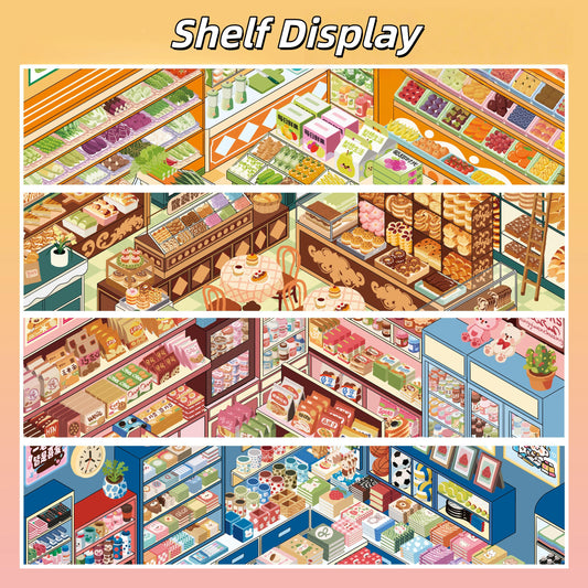 Shelf Display 3D Sticker | 4 Cute Miniature Scenes
