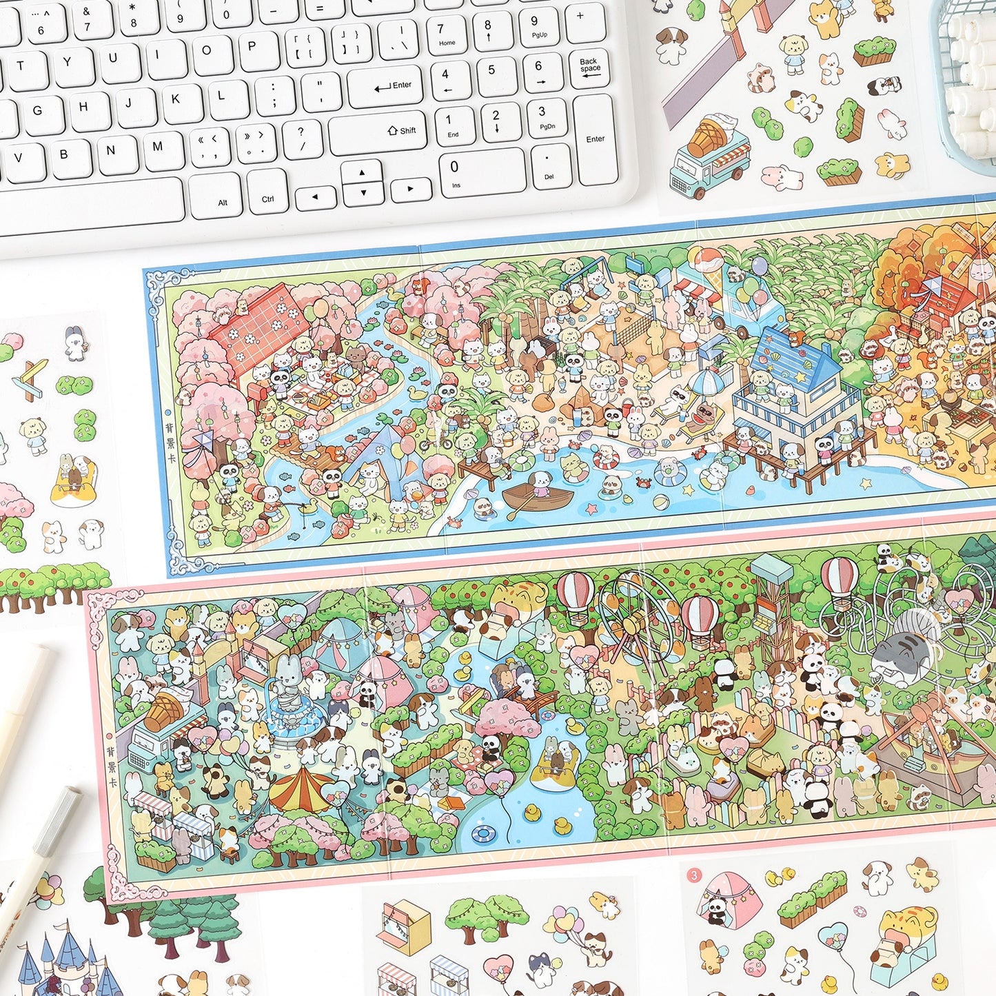 A Day on the Cute Island 3D Sticker | 2 Cute Miniature Scenes