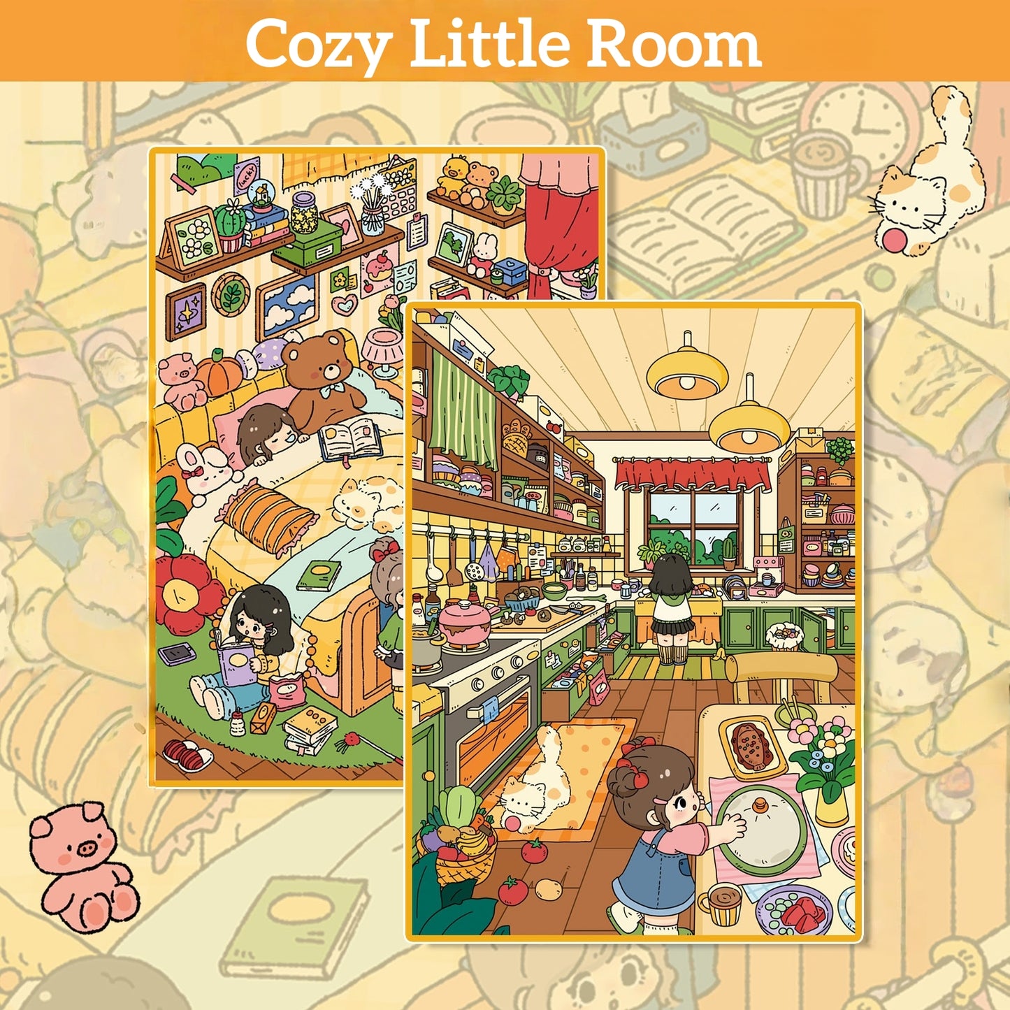 Cozy Little Room 3D Sticker | 2 Cute Miniature Scenes