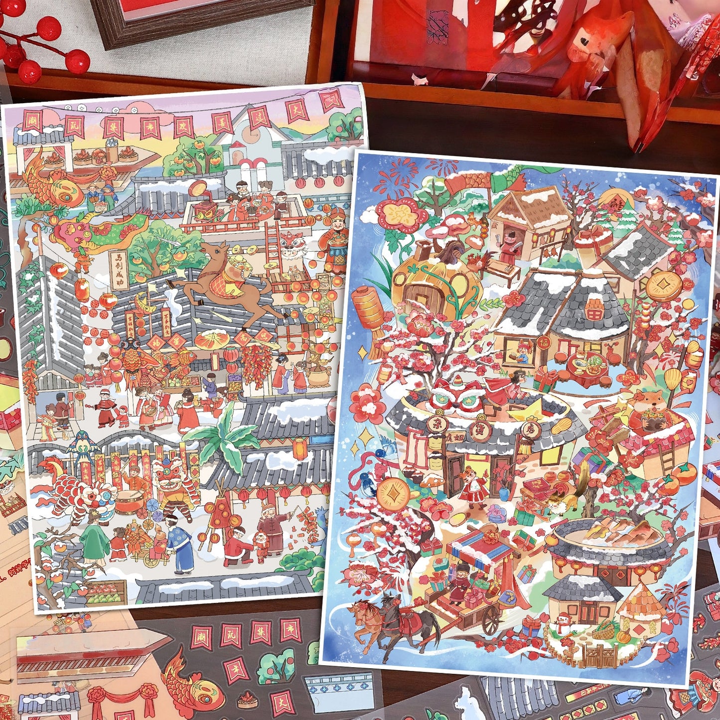 Happy New Year 3D Sticker | 2 Cute Miniature Scenes