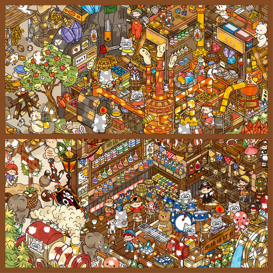 Animal Adventure 3D Sticker | 2 Cute Miniature Scenes