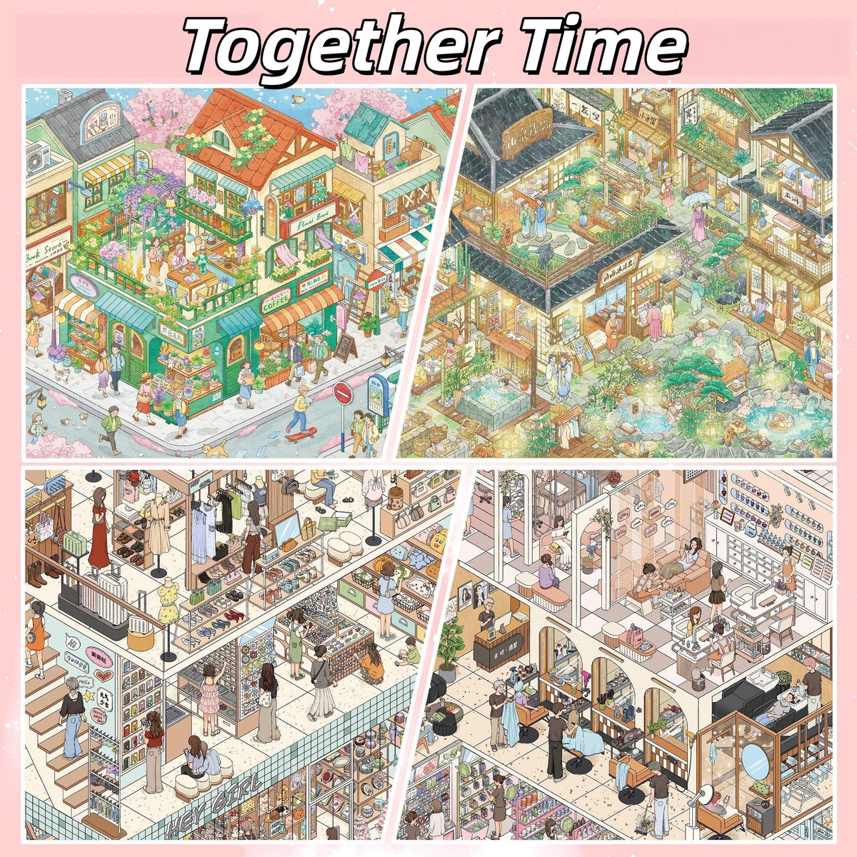 Together Time 3D Sticker | 4 Cute Miniature Scenes