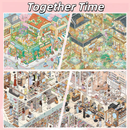 Together Time 3D Sticker | 4 Cute Miniature Scenes